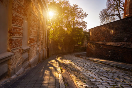 Sunset Photo Of Old Town Street In Europe