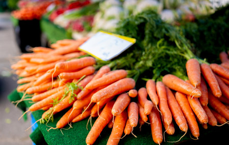 Carrot Sitting On Shelf At The Vegetable Market
