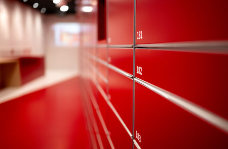 Modern Post Parcel Locker Cells In Use