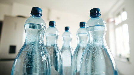 Bottles Of Drinking Water On The Table By The Window