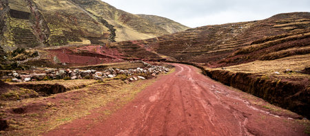 Red Mountain Road In Boliviaの写真素材