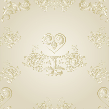 Seamless texture festive  background heart and filigree floral ornaments vintage vector illustrationのイラスト素材