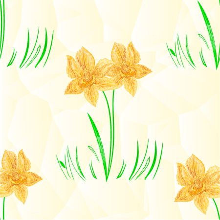 Seamless texture Daffodil polygons mosaic easter spring background vector illustrationのイラスト素材