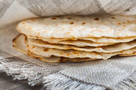 Mexican tortillas freshly baked pita.の写真素材