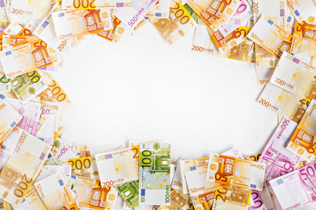 Background of euros with space for text.の写真素材