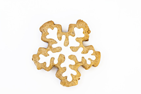holiday ginger cookies with frosting isolated on white.の写真素材