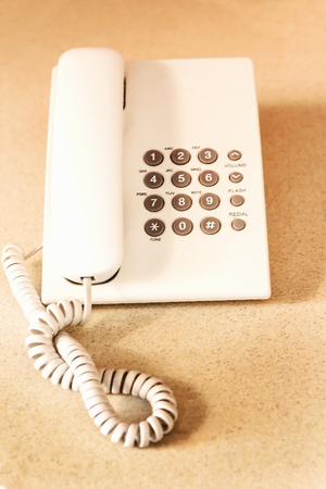 white wired phone buttons, top viewの写真素材