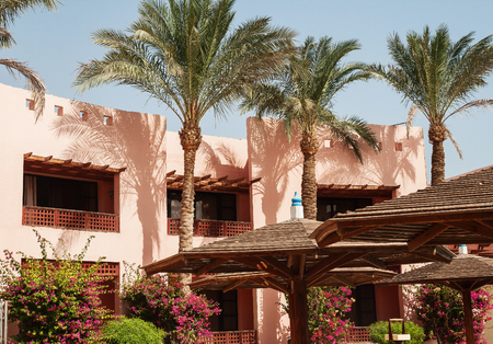 building area and the hotel's palm trees in Hurghada. Egypt. "The Golden 5" October 5, 2016.のeditorial素材