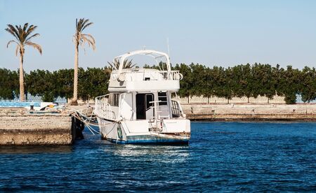Boat at the pier in the Red Sea in Egypt, Africa.