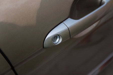 handle on car door, close-up.の写真素材