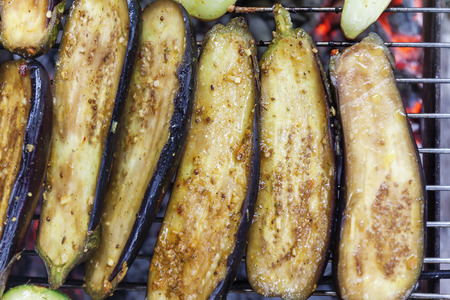 Assorted grilled vegetables.Chef cooking vegetables.top view close up.の写真素材