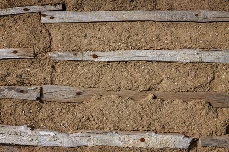 Background of old wooden gray, brown, shabby boards.の写真素材