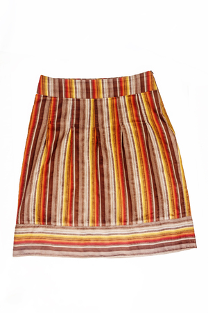 yellow-orange-brown striped skirt isolated on white background.の写真素材