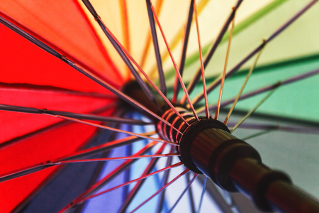 Colorful background. Colorful umbrella close-up.の写真素材