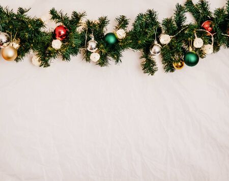 glass ball and decorations on Christmas treeの写真素材