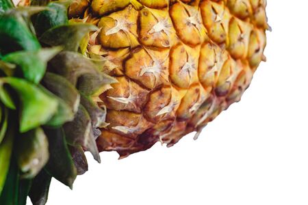 Juicy ripe pineapple fruit on a white background, isolated.の写真素材
