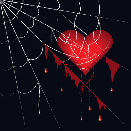 the heart has got tangled in the spiderwebのイラスト素材