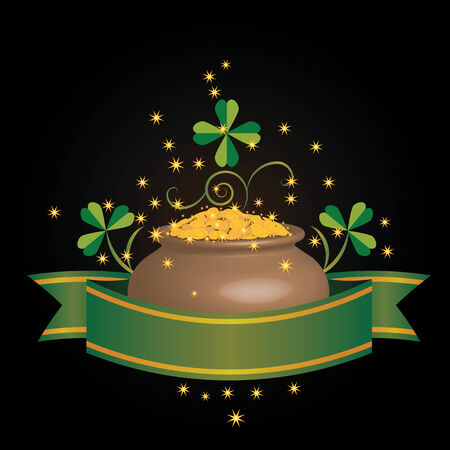 vector illustration for St. Patrick's Day with pot of moneyのイラスト素材