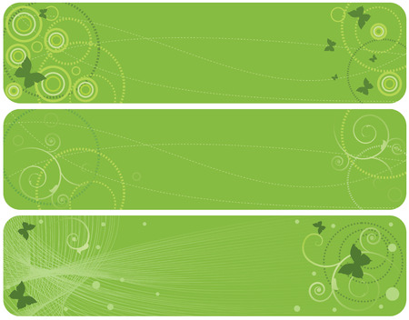 set of the vector spring banners in green colorのイラスト素材