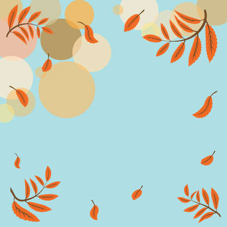 autumnal background in retro style with leaves of ashのイラスト素材