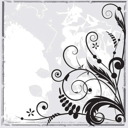  floral frame for corner design in black and white colorsのイラスト素材