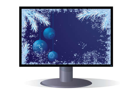  illustration of the Christmas LCD monitorのイラスト素材
