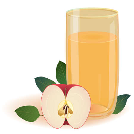 vector illustration of the glass of apple juice isolated on whate (eps 10)のイラスト素材