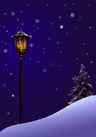  Christmas illustration of the magic  street lampの写真素材