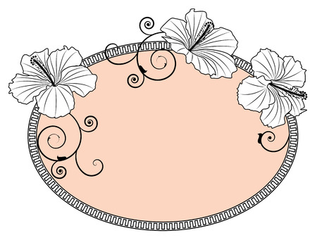 hibiscus in black and white colorsのイラスト素材