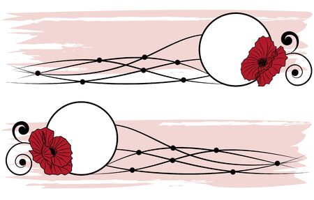 set of the banners with poppy のイラスト素材