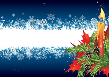 Christmas card with candle and fir branch                                                                      のイラスト素材