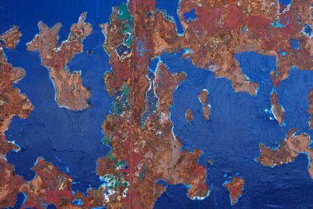 Abstract grunge metal background in blue and brown colorsの写真素材