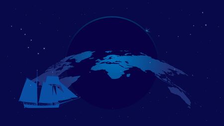 travel vector background with constellations and tall shipのイラスト素材