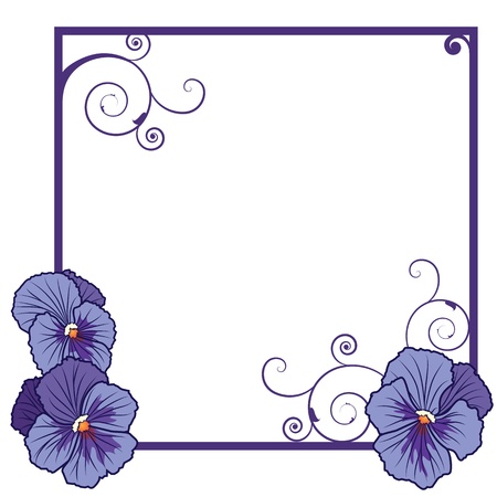 vector frame with flowers of  violet pansies   EPS 10  のイラスト素材