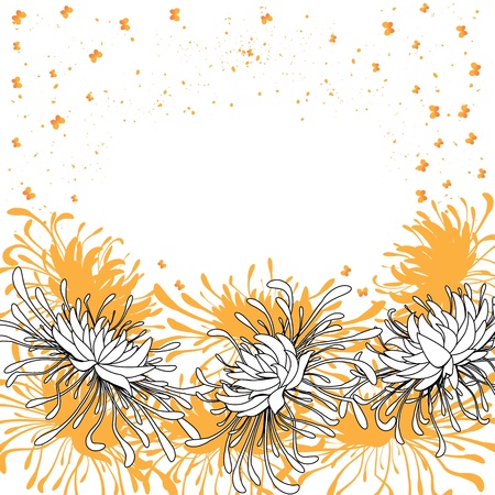 chrysanthemum and butterflies  floral vector  background  のイラスト素材
