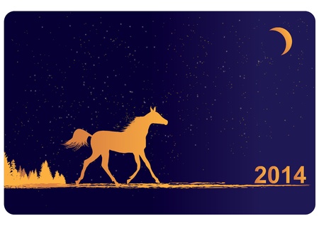 New Year 2014 background with horseのイラスト素材