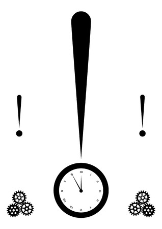 illustration concept of the  exclamation mark and clockのイラスト素材