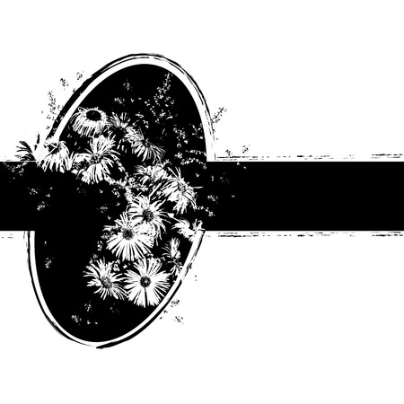 floral vector illustration with bunch of flowers in black and white colorsのイラスト素材
