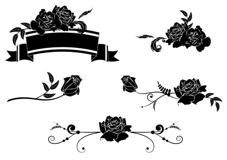 set of design vector elements with rosesのイラスト素材