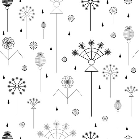 seamless background with grass in black and whiteのイラスト素材