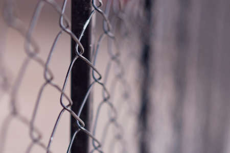 Close-up, metal cage for home fencing, Constructionの写真素材