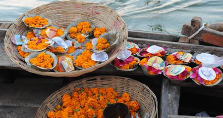 Ganges selling Flowerの写真素材
