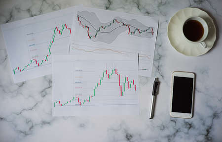 Financial or stock graph chart indicators analysis conceptの写真素材
