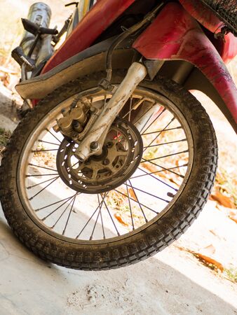 This is a wheel shot after complete working at the gardenの写真素材