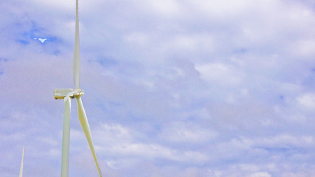Wind turbine is the clean energy for keep clean the earth.の写真素材