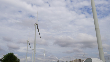 Wind turbine is the clean energy for keep clean the earth.の写真素材