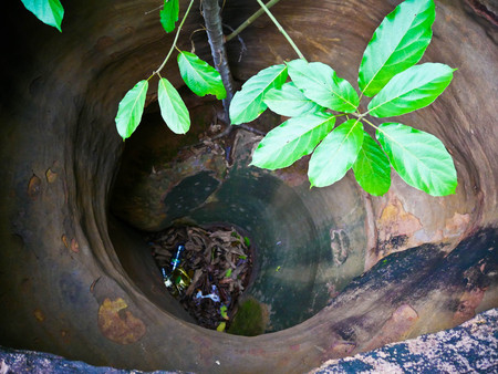 Amazing stone hole the hole is like a pot, is a natural hole.The hole is the largest group in Thailand. There are no less than 16 holes with many sizes ranging from 40 -300 cm wide mouth - 10 m. deepの写真素材