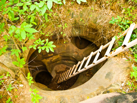 Amazing stone hole the hole is like a pot, is a natural hole in the hole is the largest group in Thailand. There are no less than 16 holes with many sizes ranging from 40 cm wide mouth  30 meters deepの写真素材