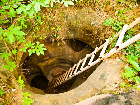 Amazing stone hole the hole is like a pot, is a natural hole in the hole is the largest group in Thailand. There are no less than 16 holes with many sizes ranging from 40 cm wide mouth  30 meters deepの写真素材