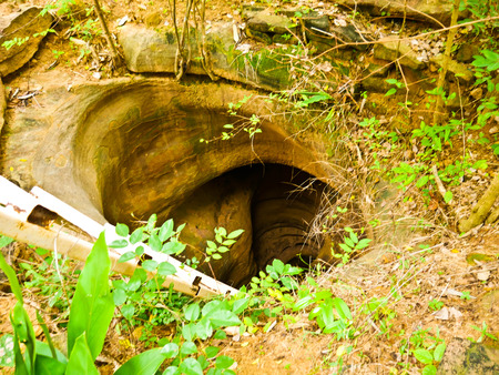Amazing stone hole the hole is like a pot, is a natural hole in the hole is the largest group in Thailand. There are no less than 16 holes with many sizes ranging from 40 cm wide mouth  30 meters deepの写真素材